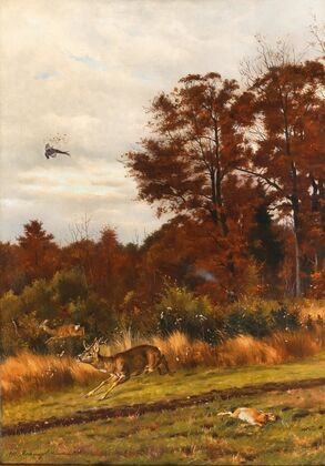 A Hunting Scene at the Edge of the Woods