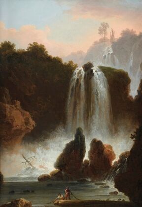 A Italian landscape with a cascade