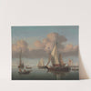 A Kaag at Anchor with Sails Hoisted and a State Yacht and Other Vessels by Willem van de Velde the Younger