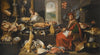 A Kitchen Interior With A Chef And His Assistant Surrounded By Meats And Cooking Instruments, A Fireplace To The Right (17th Century)