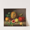 A Kitchen Still Life with Melon, Tomato, Apples, Pears and Flowering Pea Pods, by Johann Georg Seitz