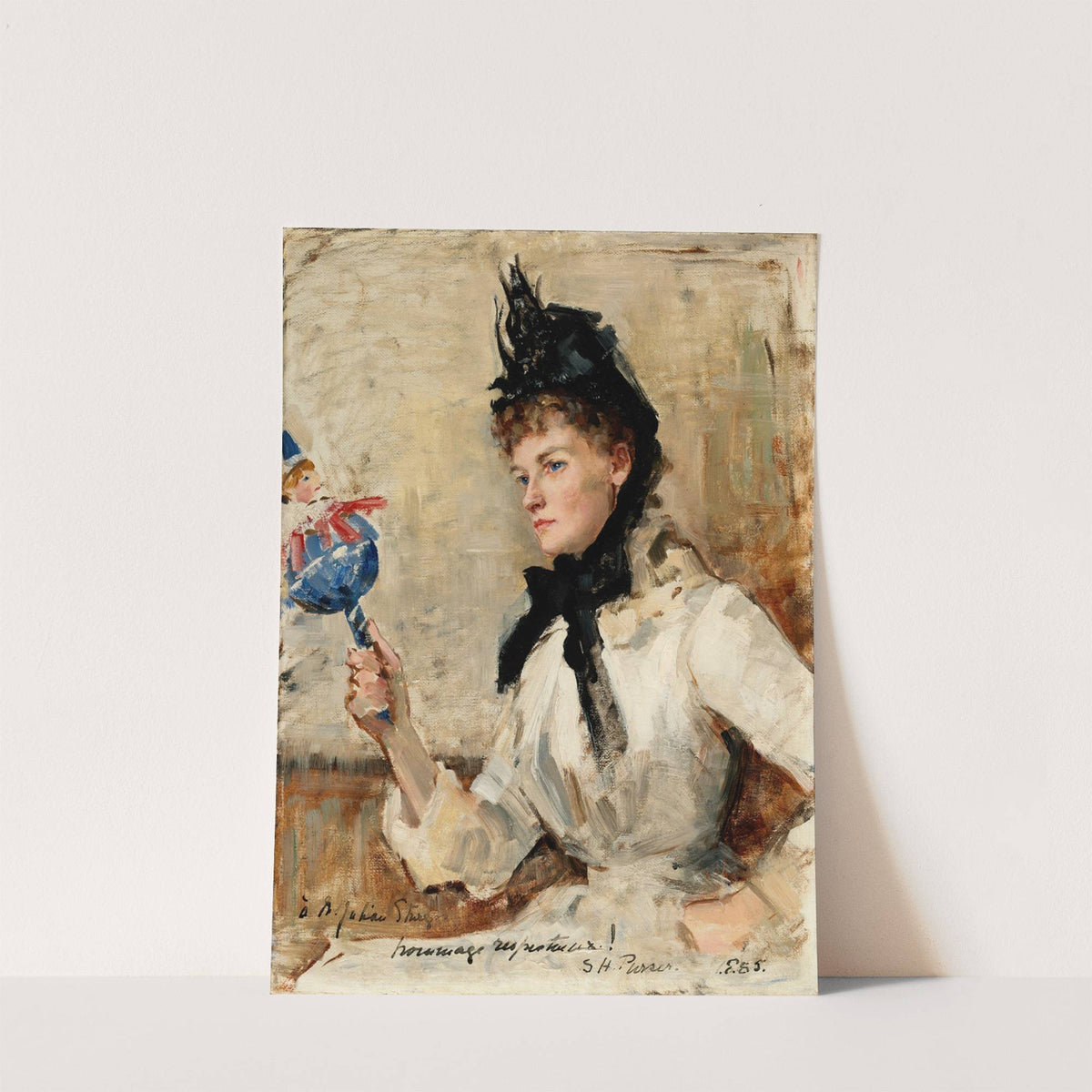 A Lady Holding a Rattle by Sarah Henrietta Purser