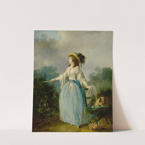 A Lady In a Garden With Her Dog by Jean-Frédéric Schall