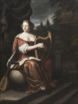 A Lady Playing the Harp