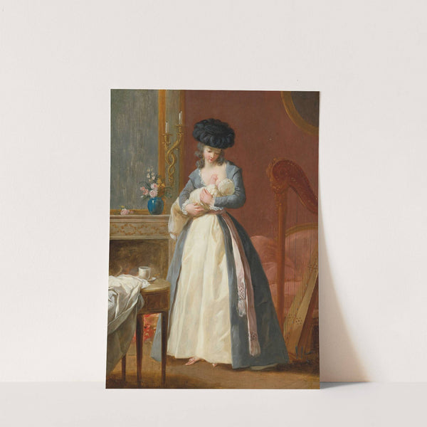 A Lady, Said To Be Madame Danloux, Nursing Her Child In A Drawing Room by François-Guillaume Ménageot