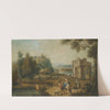 A Landscape With A Roman Ruin And Figures Resting Beside A Stream by Giuseppe Zais