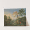 A Landscape with Distant Classical Ruins, a Bridge, Figures, and Cattle by William Smith