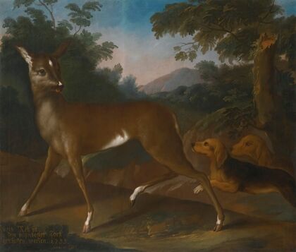 A Landscape With Dogs Hunting A Roe