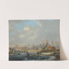 A landscape with figures on a frozen river by Hendrik Gerrit ten Cate