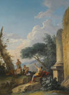 A Landscape With Figures Resting Beside Classical Ruins