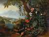 A landscape with flowers and a marten and bird trap