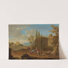 A landscape with travellers near Roman ruins by Franz de Paula Ferg