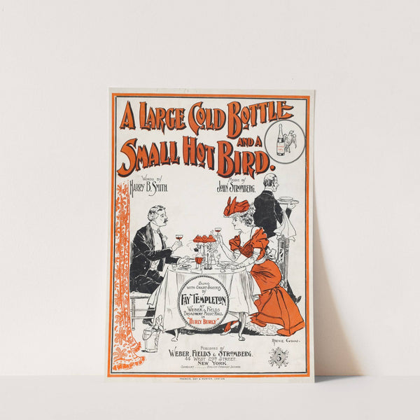 A large gold bottle and a small hot bird by Anonymous