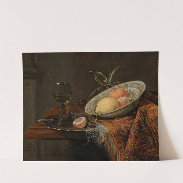 A lemon, orange and nectarine in a porcelain bowl (1664) by Christiaen van Dielaert