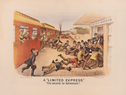A limited express; five seconds for refreshments! (1884)