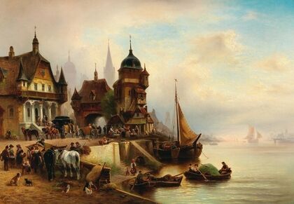 A lively scene in the harbour