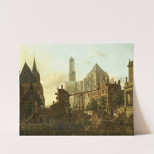 A Lively Townscene, Utrecht by Jan Hendrik Verheijen