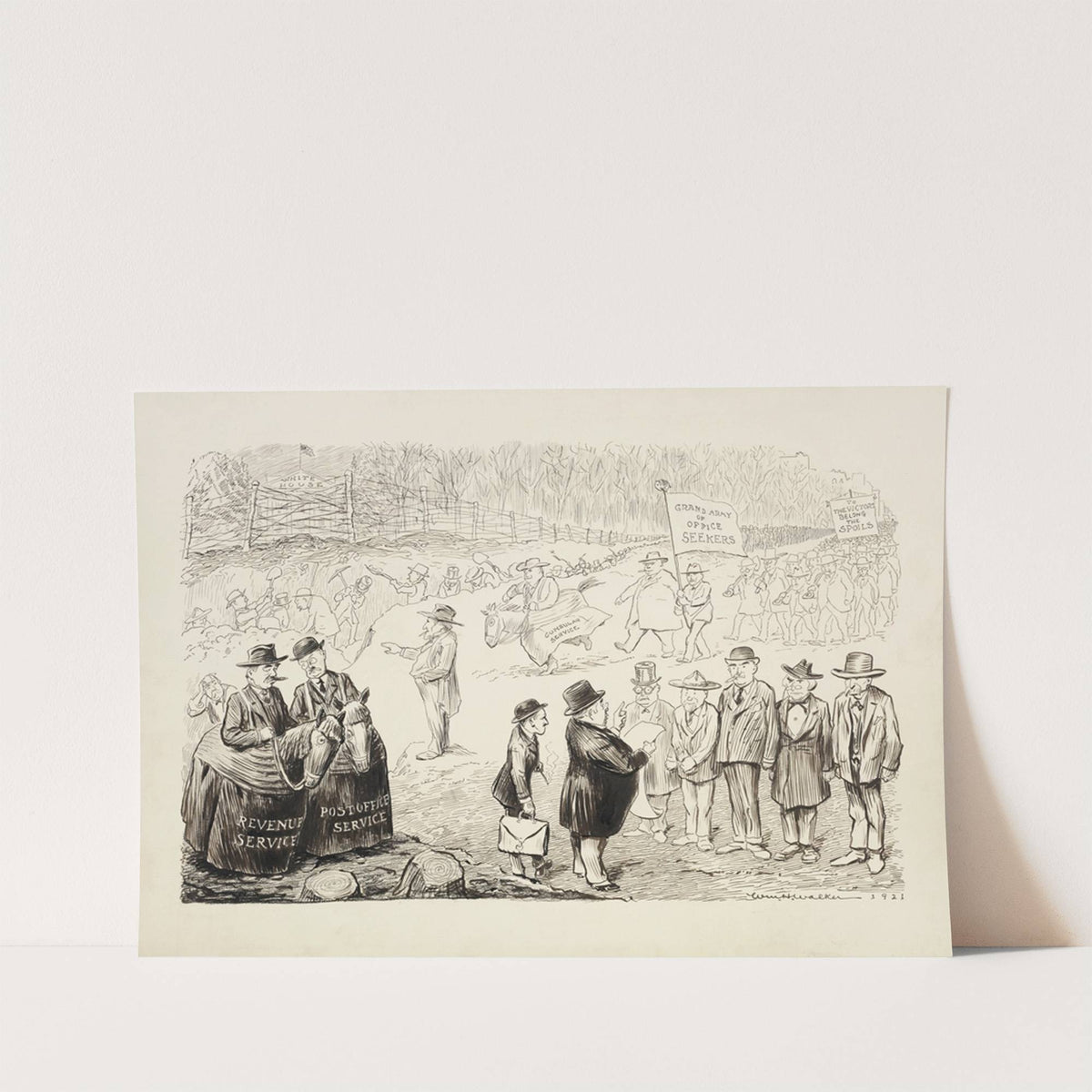 A long line of men march with signs (1921) by William Henry Walker