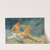 A male nude reclining on rocks by Henry Scott Tuke
