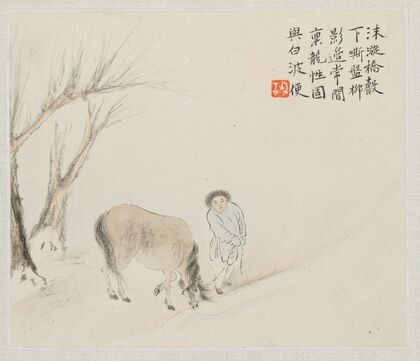 A Man and a Horse by a Stream