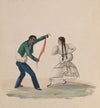A man and woman dancing the Zamacueca