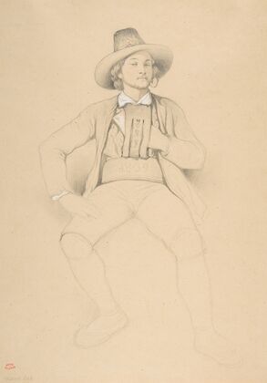 A Man in Tyrolean Costume, Seated, Smoking a Pipe