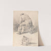 A Man Lifting a Trunk, Two studies on one sheet by George Morland