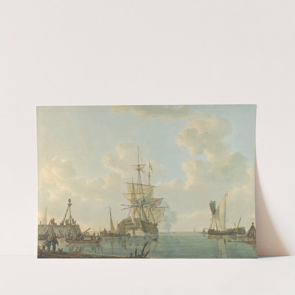 A Man O&#039;War Lying at Anchor by Johannes Christiaan Schotel