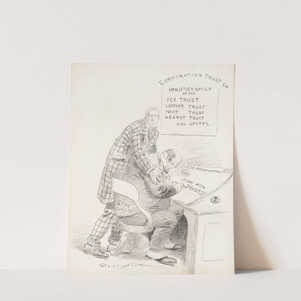 A man representing the Star Company of N.J. sits in the Corporation Trust Co. office and writes an editorial for a New York newspaper by Homer Davenport