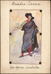 A man stands with arm outstretched wearing a toga-like garb