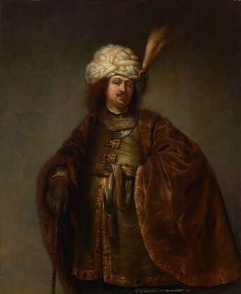 A man, three-quarter length, in Oriental dress