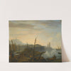 A Mediterranean Port With Figures Resting And Fishermen Drawing In Their Nets In The Foreground, A Tower Beyond by Adrien Manglard