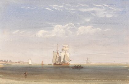 A Merchantman Becalmed Offshore