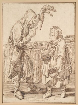 A Monk with a Carrot and a Woman with a Chamber Pot