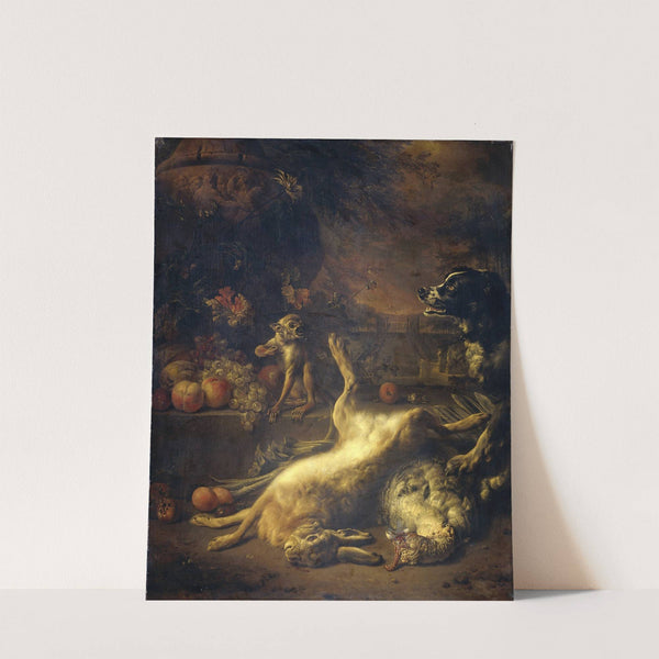 A Monkey and a Dog with Dead Game and Fruit (1704) by Jan Weenix
