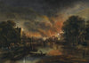A Moonlit Landscape With A Burning Village