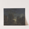 A moonlit landscape, with an inn beside a river by Aert van der Neer