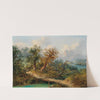 A Mountainous Landscape with a Traveller on a Wooden Bridge by Dominik Schufried