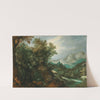 A mountainous river landscape with a hermit by Paul Bril