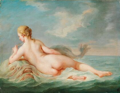 A Naiad lying upon a dolphin