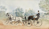 A noble gentleman in a court carriage near Weilburg and Rauheneck ruin in Baden