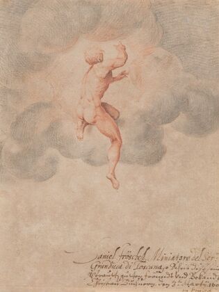 A Nude Male Seen from the Back in Clouds (after Michelangelo Buonarroti)