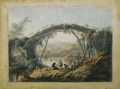 A Pair Of River Landscapes With Figures Approaching A Bridge