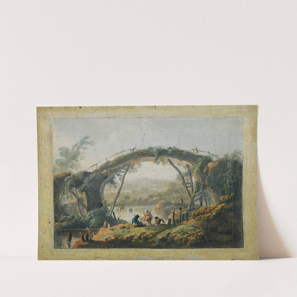 A Pair Of River Landscapes With Figures Approaching A Bridge (1794) by Jean-Baptiste Pillement
