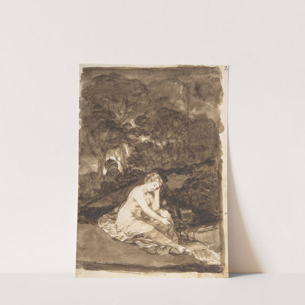 A partly naked woman seated by a stream (ca. 1812–20) by Francisco de Goya