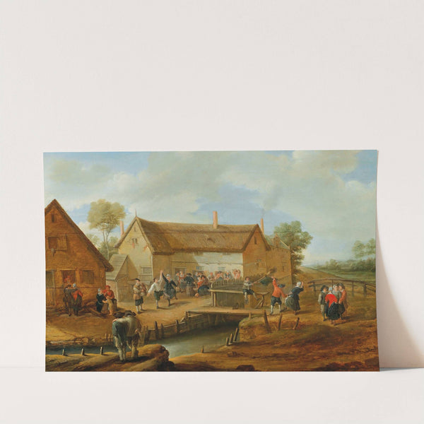 A peasant dance outside a farmhouse by Antoon Overlaet