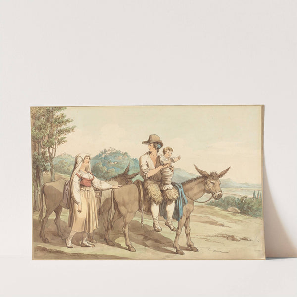 A Peasant Family And Two Donkeys by Bartolomeo Pinelli