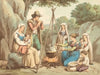 A Peasant Family Cooking Over A Campfire
