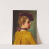 A portrait of a lady in a plum chapeau by Gustave Jean Jacquet