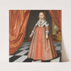 A Portrait Of A Young Girl By A Draped Red Curtain, A Landscape Beyond by Dutch School